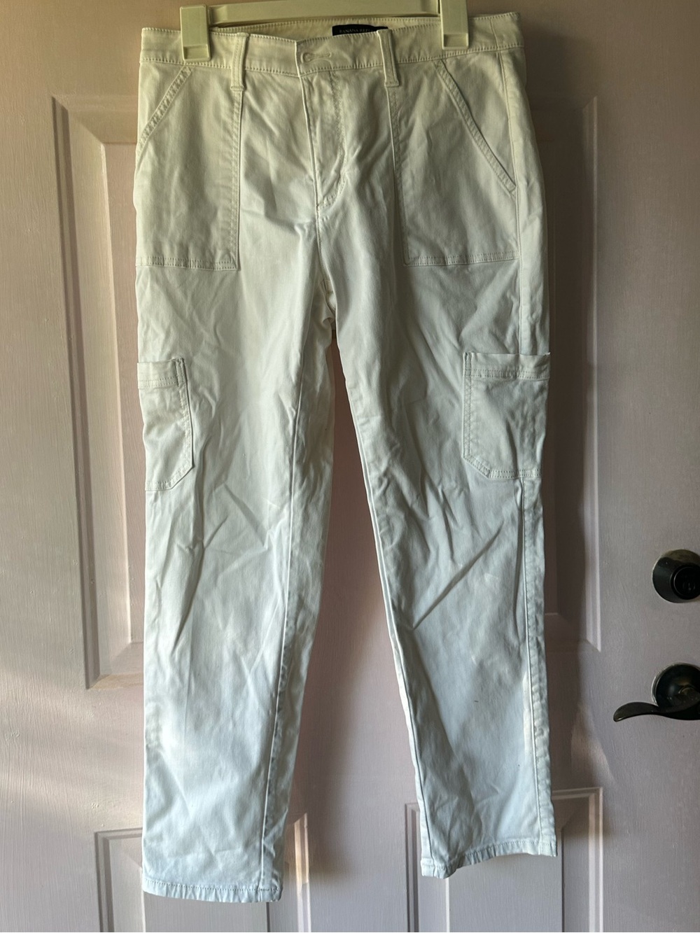 Banana Republic Sloan Utility Pants Women’s Size 10 White Cargo Straight Leg